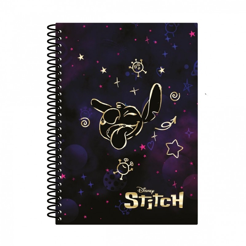 CUADERNO ESPIRAL B5 100H 5x5 STITCH GOL MISCHIEVOU