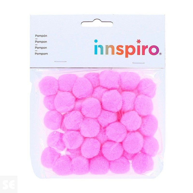 POMPONES POLIPROPILENO ROSA 25MM 50UDS