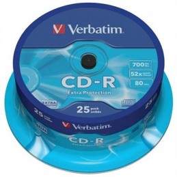 VERBATIM CD R 700MB 80MIN TUBO 25UNIDADES