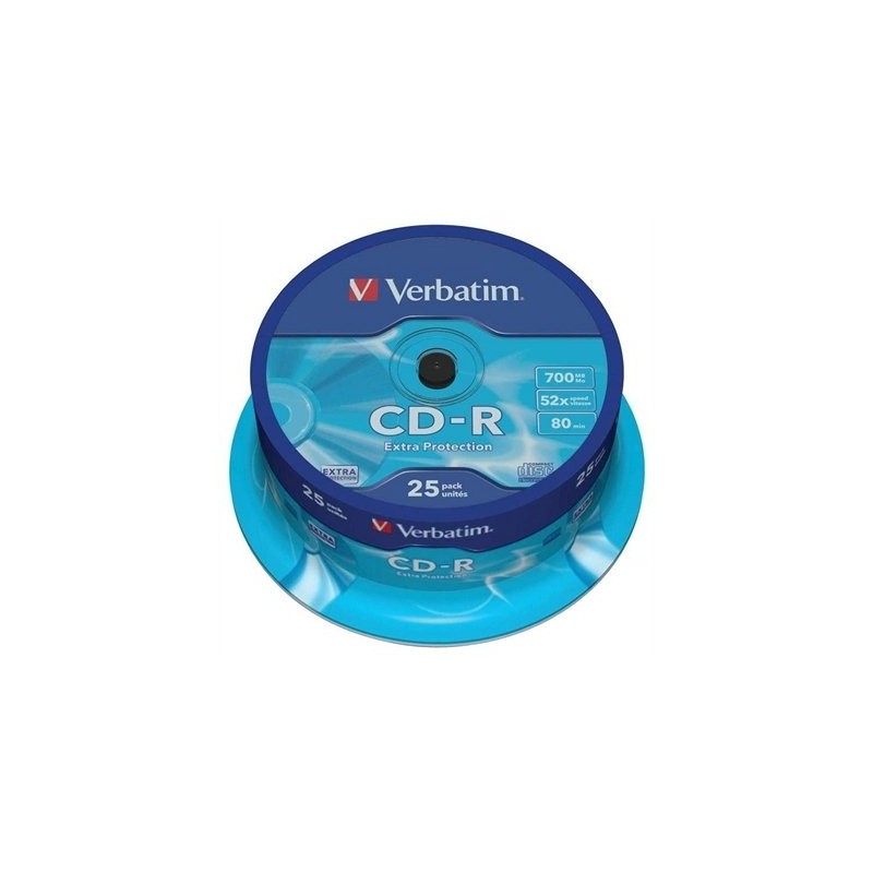 VERBATIM CD R 700MB 80MIN TUBO 25UNIDADES