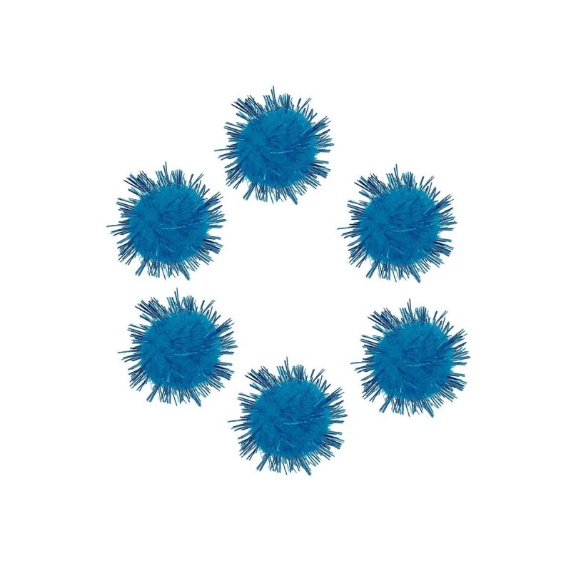 POMPONES BRILLANTES AZUL 25mm 20UDS
