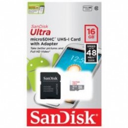 SANDISK MICRO SD 16GB CLASE 10 CON ADAPTADOR