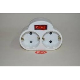 ADAPTADOR 2 BASES DOBLE SHUKO CON INTERRUPTOR