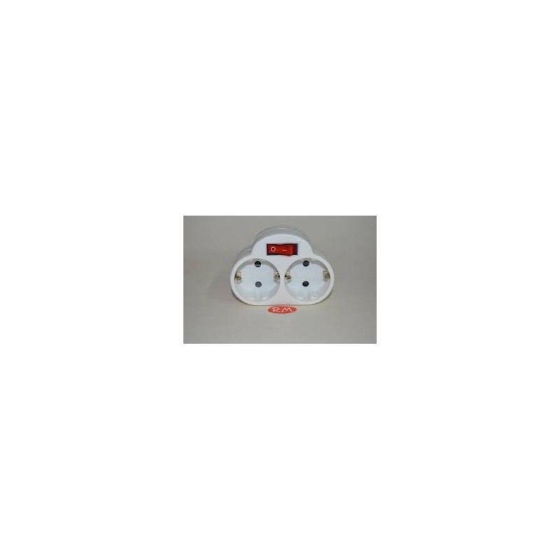 ADAPTADOR 2 BASES DOBLE SHUKO CON INTERRUPTOR