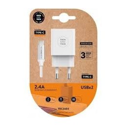 X-ONE CARGADOR PARED USB 2.4A+CABLE USB TIPO C