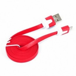 OMEGA CABLE PLANO MICROUSB 2.0 TABLE 1M ROJO