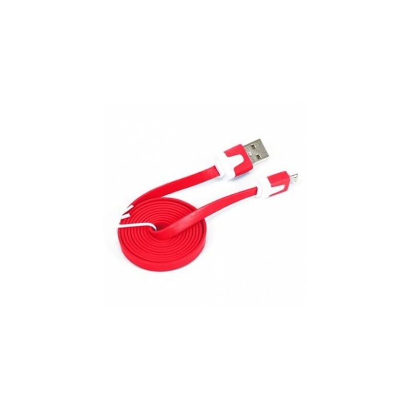 OMEGA CABLE PLANO MICROUSB 2.0 TABLE 1M ROJO