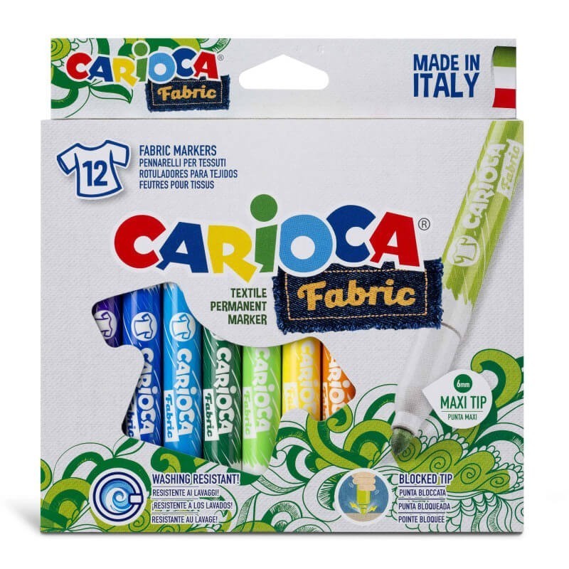 ROTULADOR CARIOCA FABRIC TEXTIL 12 COLORES SURTIDO