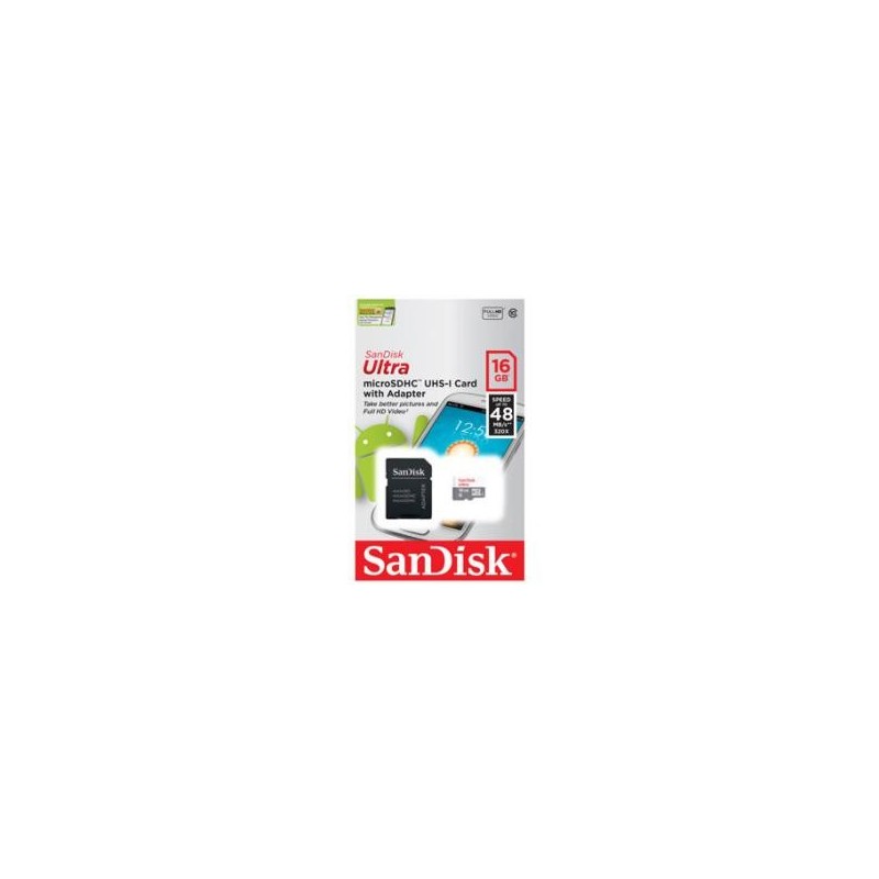 SANDISK MICRO SD 16GB CLASE 10 CON ADAPTADOR