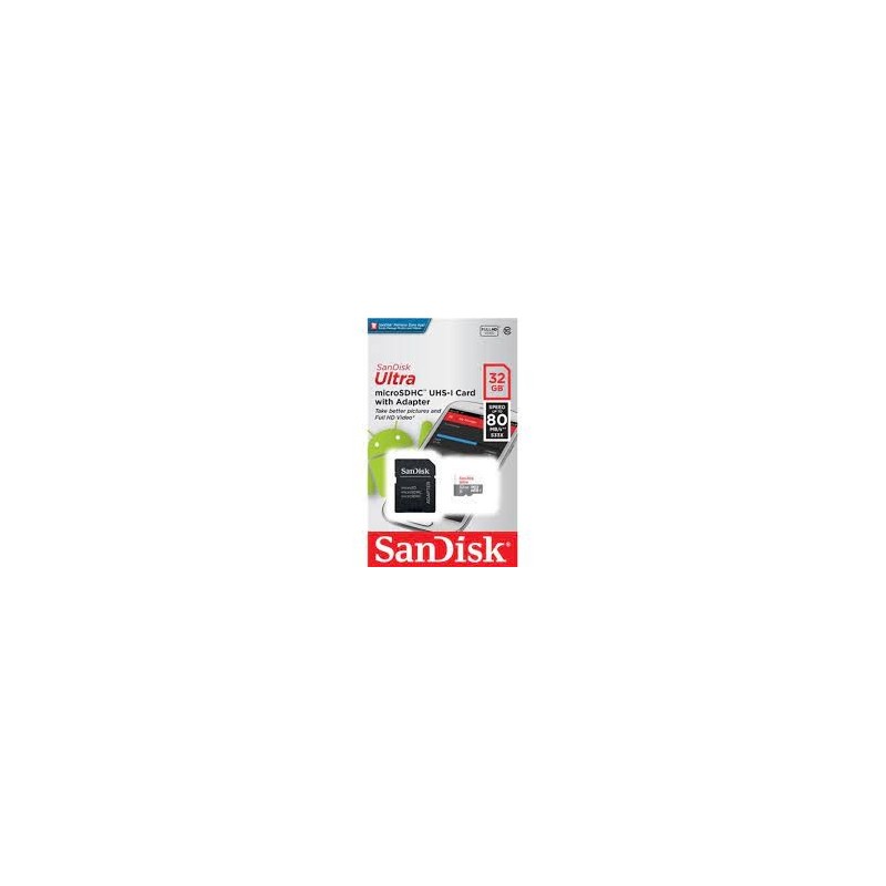 MICRO SDHC SANDISK 32GB CL 10 80MBS UHS INC +0.72€