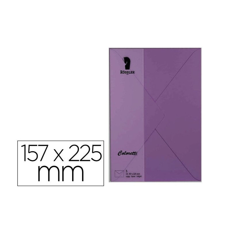 SOBRE ROSSLER COLOR LILA 157X225mm 5UDS