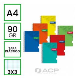 BLOC A4 80/H TAPA POLIP. 90GR CN3MM COLORES
