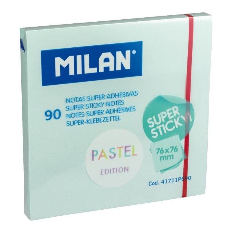 BLOC 90 NOTAS SUPER ADHES. 76x76mm AZUL PASTEL