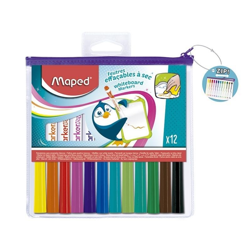 MARCADOR DE PIZARRA SEC COL SURTIDOS 12X MAPED