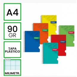 BLOC A4 80/H TAPA POLIP. 90GR MILIMETRADO COLORES