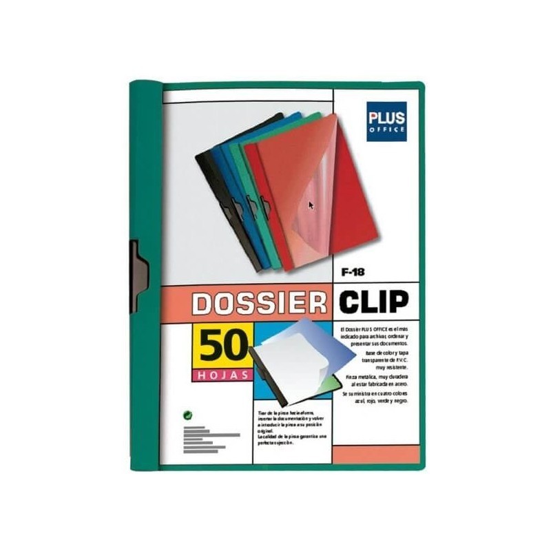 DOSSIER PLUS A4 PINZA F-18 50H VERDE