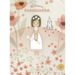 LIBRO DE MI PRIMERA  COMUNIÓN NIÑA FLORES