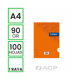 RECAMBIO A4 100H 90GR 4TALADROS HORIZONTAL RAYADO