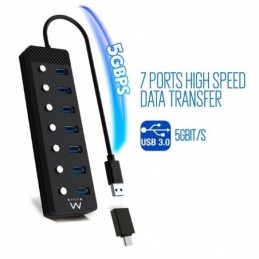 EWENT HUB 7 EN 1 USB CON ALIMENTACIÓN Y SWITCHES