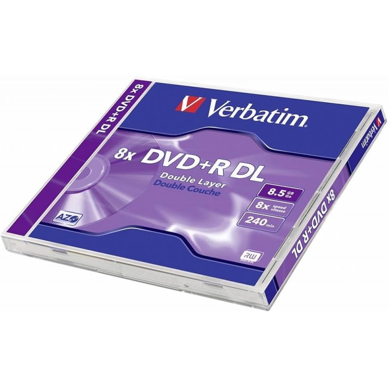 VERBATIM DVD+R DOBLE CAPA 8X 8.5GB CAJA PLASTICO
