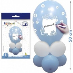 PACK CENTRO DE MESA GLOBOS AZUL Y BLANCO