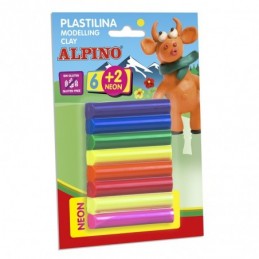 PLASTILINA ALPINO BLISTER 6+2 BARRAS 12 GRS