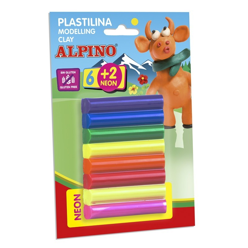 PLASTILINA ALPINO BLISTER 6+2 BARRAS 12 GRS