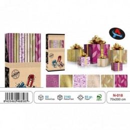PAPEL REGALO ROLLO 70x200 ESTAMPADO LILA