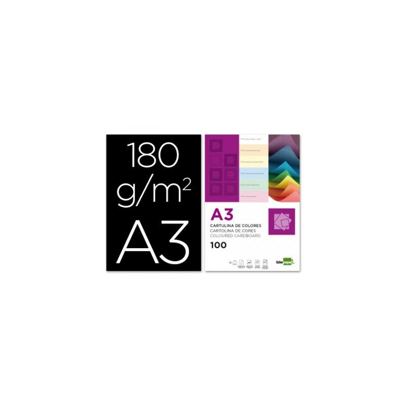 CARTULINA LIDERPAPEL A3 NEGRA180GR/M2 100HOJAS