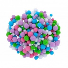 POMPONES MIX COLORES PASTEL 10 12 15 20 25 200UDS