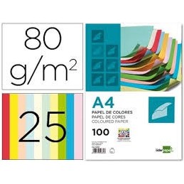 PAPEL COLOR LIDERPAPEL A4 80GR 25 COLORES SURTIDOS