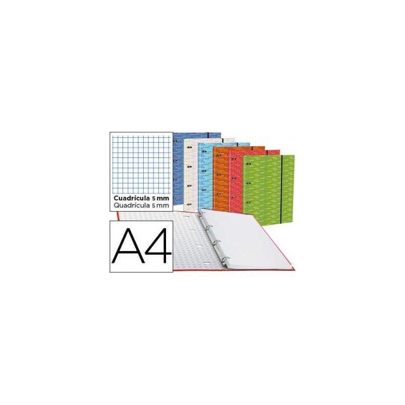 CARPETA LIDERPAPEL A4 HORIZ.FORRADA 4 ANILLAS 20mm