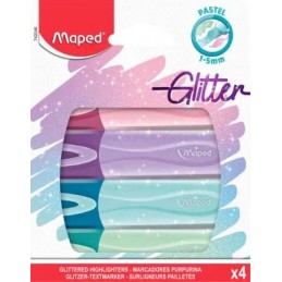 ROTULADOR FLUOR PASTEL PURPURINA E/4 UDS