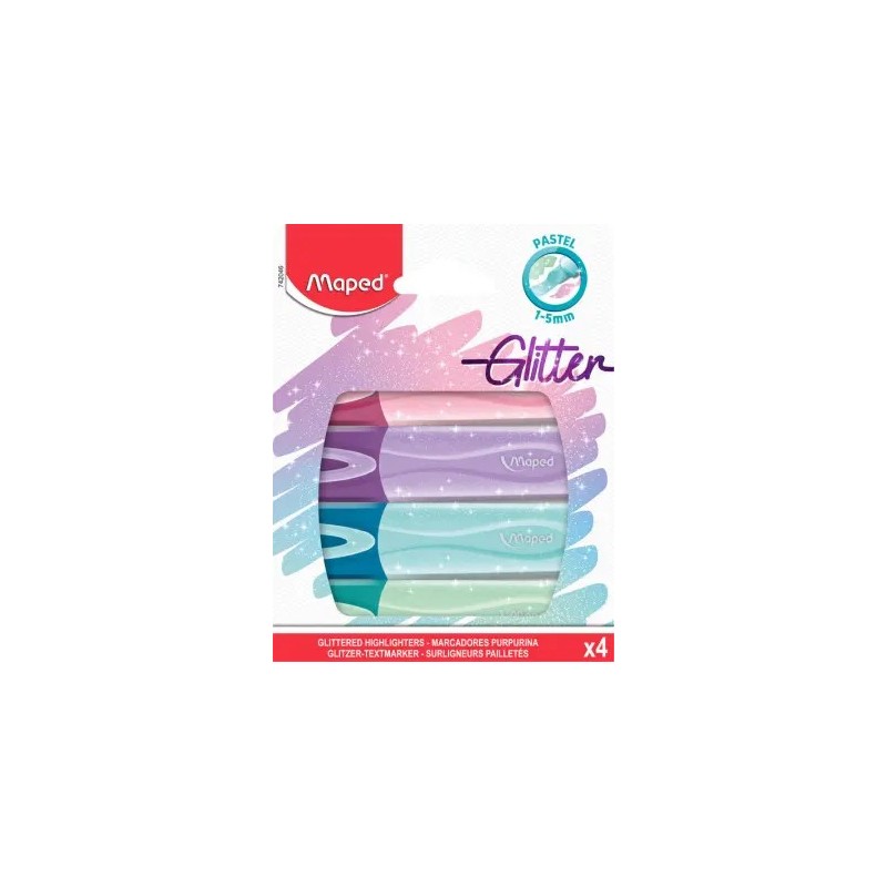 ROTULADOR FLUOR PASTEL PURPURINA E/4 UDS