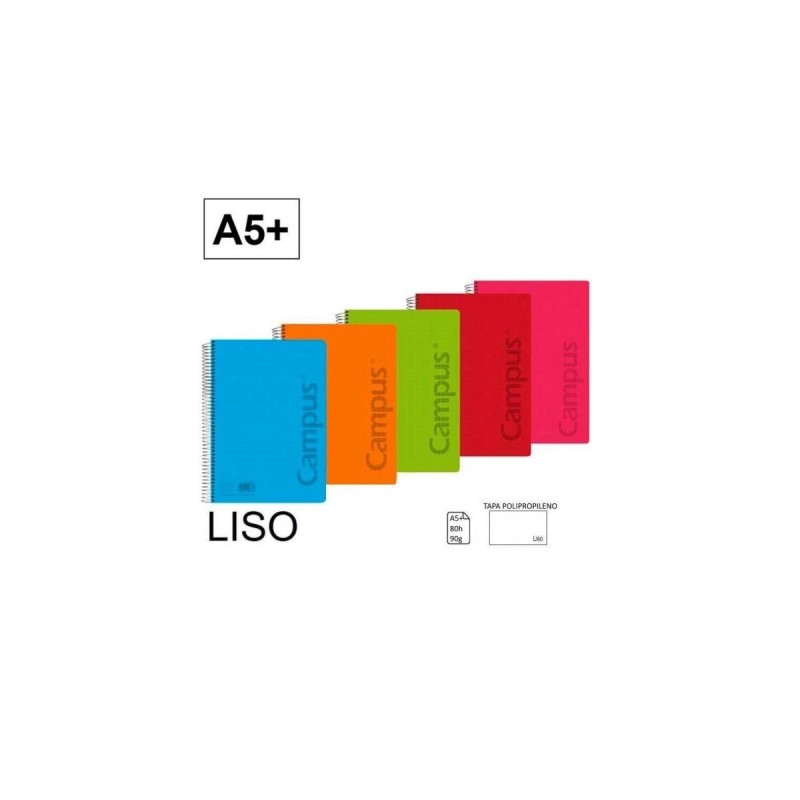 LIBRETA LISA TAPA POLIPROPILENO 90GR 80 HOJAS