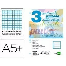 RECAMBIO LIDERPAPEL CUARTO 100H 75G 3MM CON PAUTA