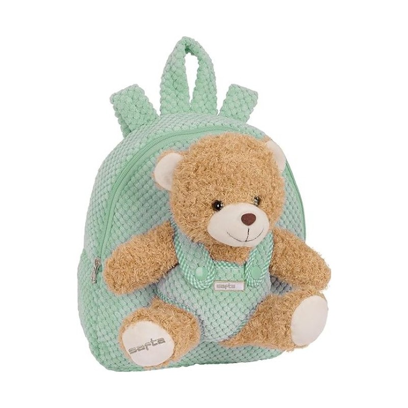 MOCHILA PREESCOLAR CON OSITO SAFTA TURQUESA