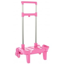 CARRO PORTAMOCHILAS PLEGABLE TRIPLE RUEDA ROSA