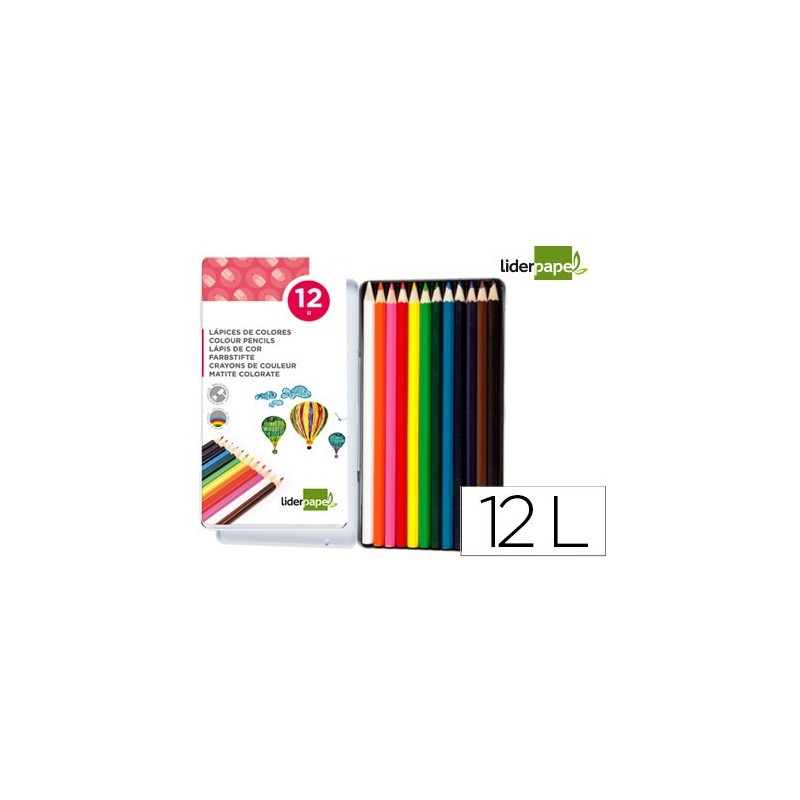 LAPICES DE COLORES LIDERPAPEL CAJA METALICA 12 COL
