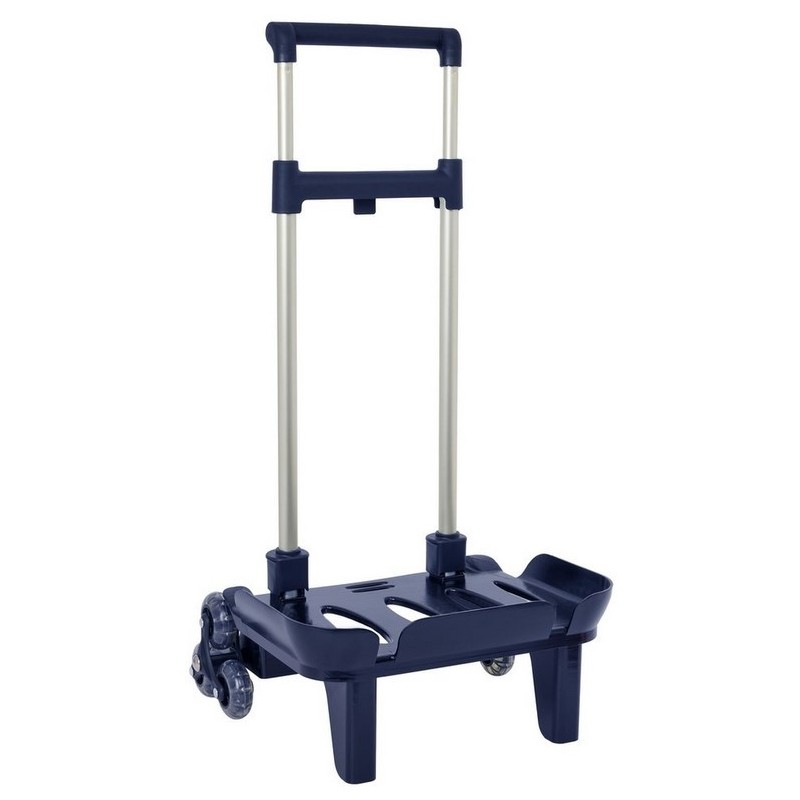 CARRO PORTAMOCHILAS PLEGABLE TRIPLE RUEDA AZUL MAR