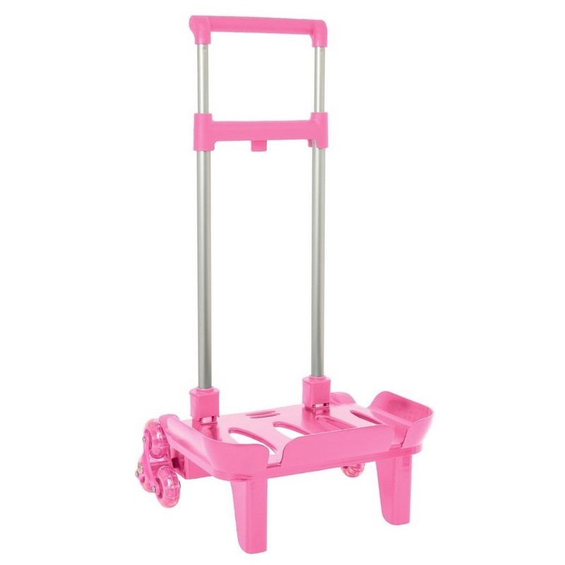 CARRO PORTAMOCHILAS PLEGABLE TRIPLE RUEDA ROSA
