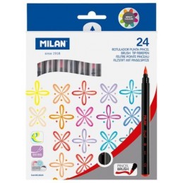 ESTUCHE 24 ROTULADORES PUNTA PINCEL MILAN
