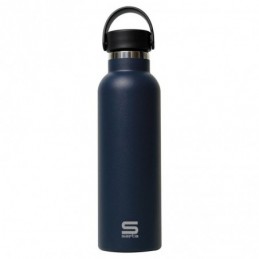 BOTELLA TERMO EXTERIOR GOMA METAL 600ML AZUL OSCUR