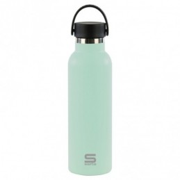 BOTELLA TERMO EXTERIOR GOMA METAL 600ML VERDE PAST