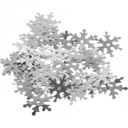 LENTEJUELAS COPOS DE NIEVE PLATEADAS 24MM 14GR