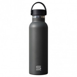 BOTELLA TERMO EXTERIOR GOMA METAL 600ML GRIS