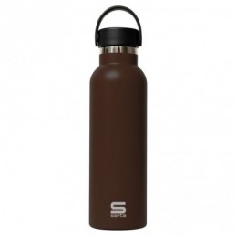 BOTELLA TERMO EXTERIOR GOMA METAL 600ML MARRON