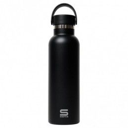 BOTELLA TERMO EXTERIOR GOMA METAL 600ML NEGRO