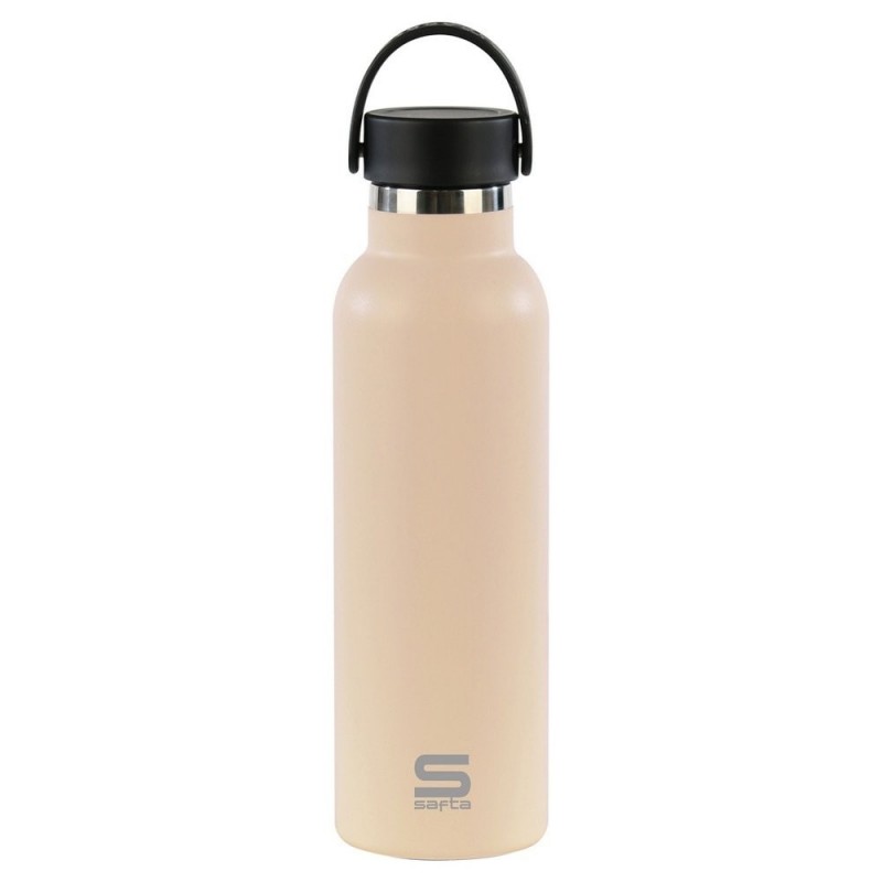 BOTELLA TERMO EXTERIOR GOMA METAL 600ML OCRE PASTE