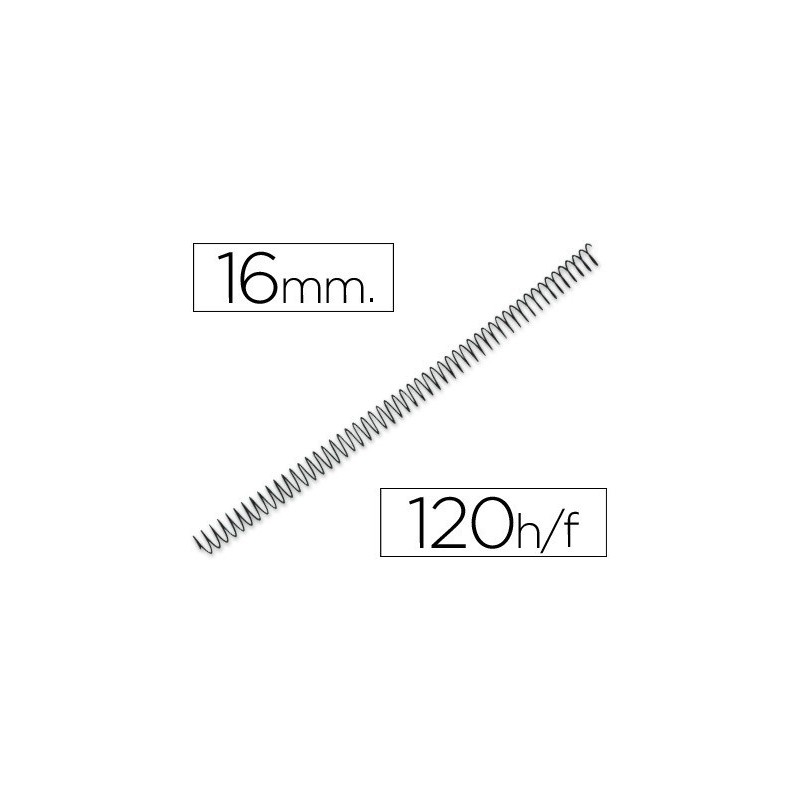 ESPIRAL METAL/NEGRO 16mm PASO 5:1 (120 HOJAS)